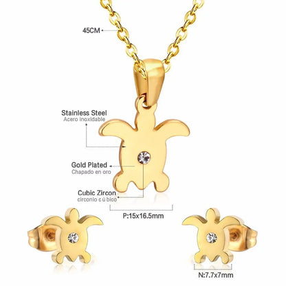 Stainless Steel Dubai African Jewelry Set for Women Girls Gold Color Necklace Earrings Set Indian Jewellery Sets asonjewelry