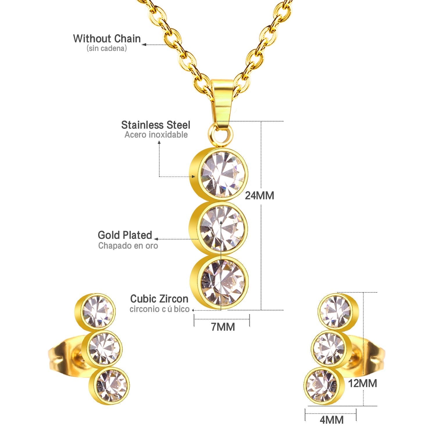 ASON 316L Stainless Steel Zircon Gold Bridal Wedding Jewelry Sets for Women 2019 Necklace Pendant Drop Earrings African Set asonjewelry