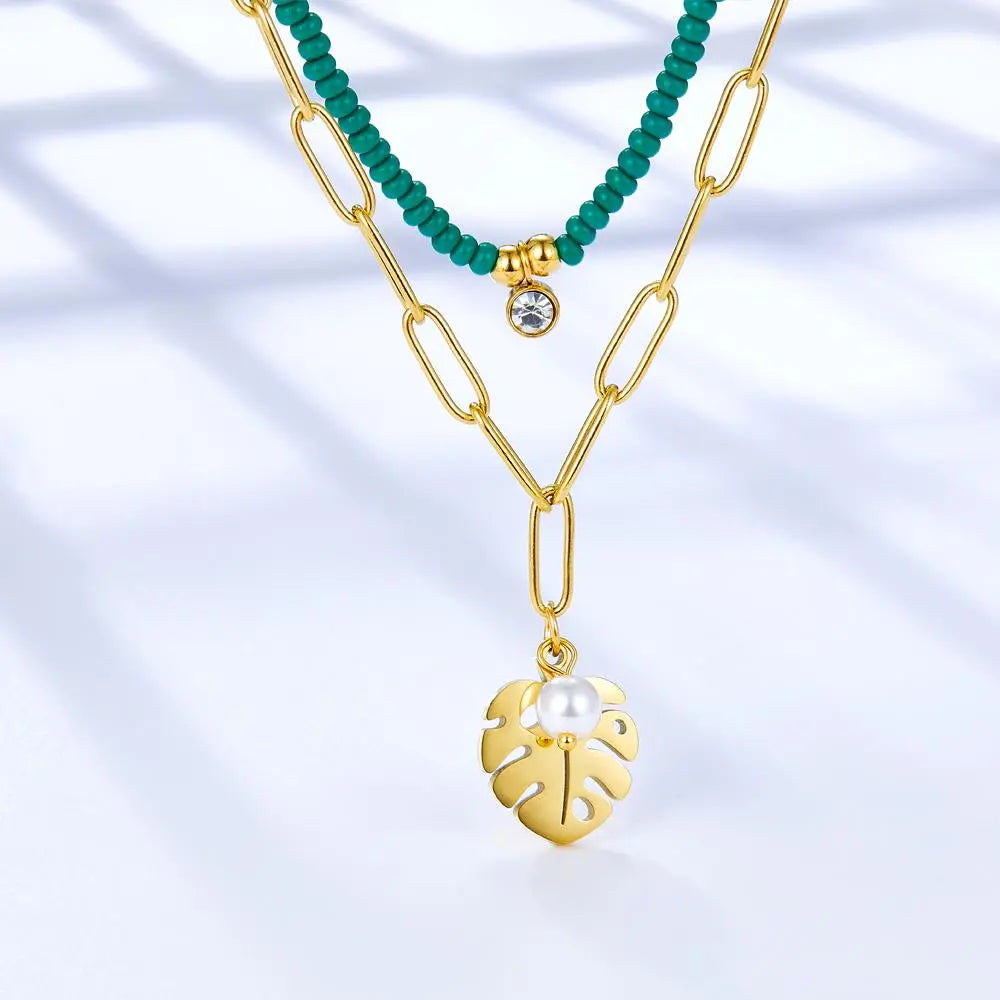 Double Layered Necklace Imitation Pearl Beads Snake Choker For Woman Trendy Collier Vintage Tennis Aesthetic Jewlry asonjewelry