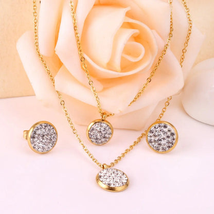 Fashion Cubic Zirconia Pendant Necklace Earrings Set For Woman Bride Wedding Jewelry Accessories pendientes bijoux asonjewelry