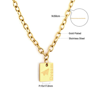 Gold Plated Link Chains For Man/Woman Thick Collier Punk Style Dream Letter Geometric Pendant Necklaces Hip Hop