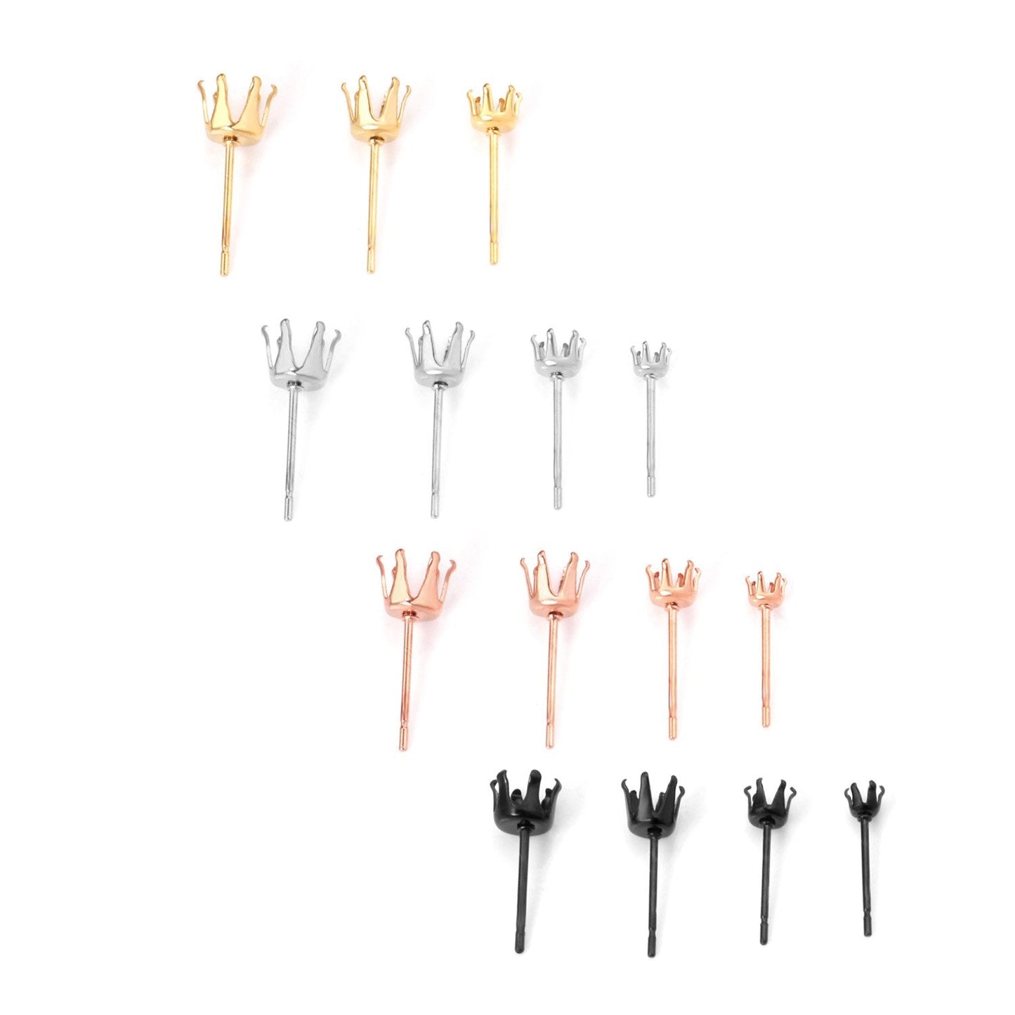 ASON 100pcs/Lot Stainless Steel Round Blank Earring Setting Fit Crystal Cabochons Earring Base for Jewelry Making Accessories asonjewelry