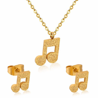 Popular Jewelry Sets Musician Symbol Stainless Steel Gold Dubai Indian Jewelry Sets For Girls Women Jewellery Set asonjewelry