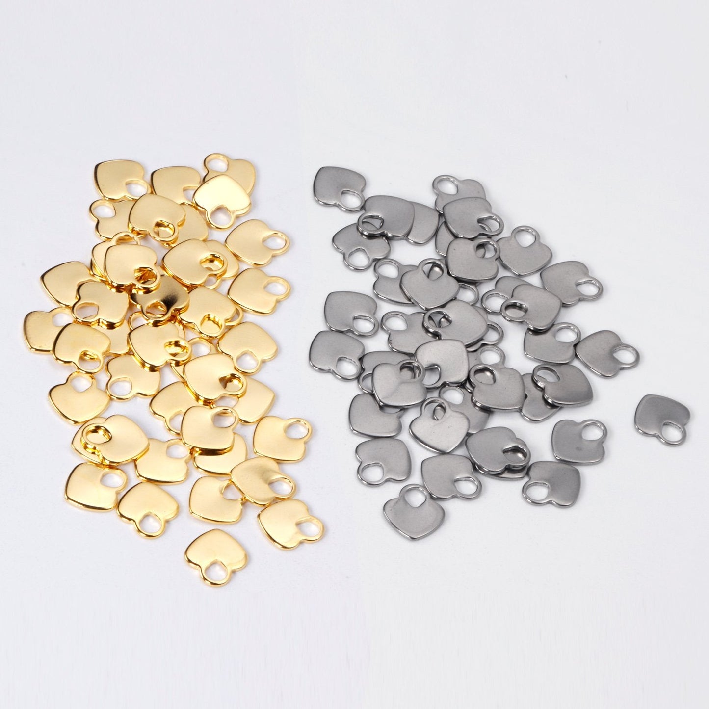 ASON 100pcs/lot Heart Pendant Stainless Steel Love Heart Pendant Gold Silver Color For Necklace Bracelet Jewelry Making Supplies asonjewelry