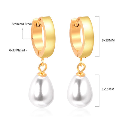 ASON Korean Statement Drop Dangle Imitation Pearl Earrings for Women Stainless Steel Hanging Earring Set for Female Jewelry asonjewelry