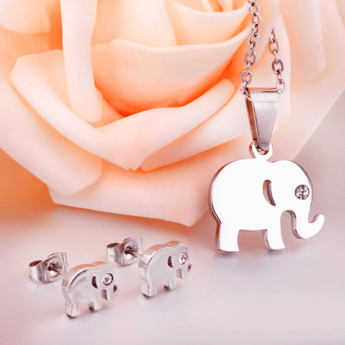 Dubai Wedding African Jewelry Sets Gold CZ Elephant Pendant Necklaces Earrings For Men/Women Fashion Jewelry sets asonjewelry
