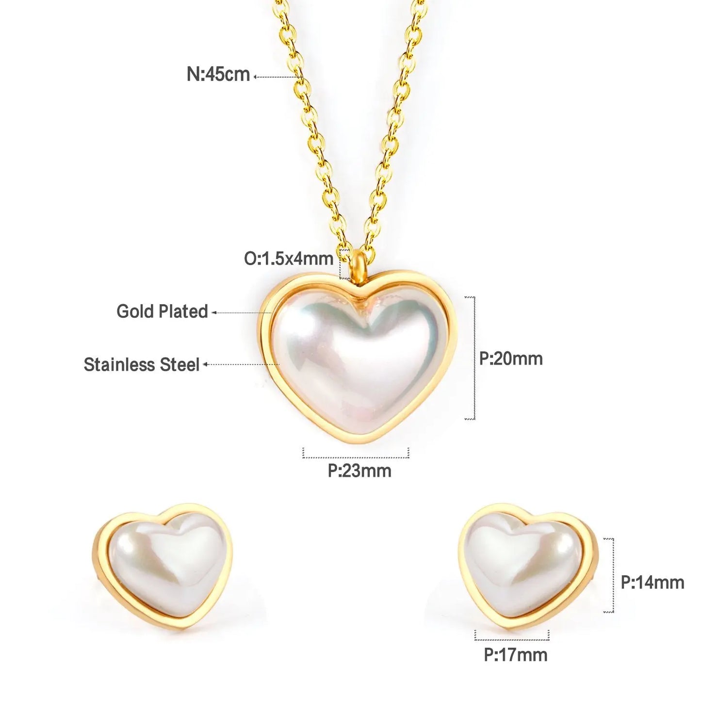 Lover Jewelry Sets Romantic Style Heart Shape Imitation Pearl Pendant Necklace Earring Brinco Collars Choker Party asonjewelry