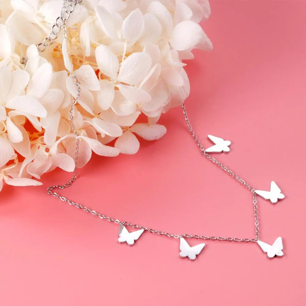 Vintage Many Charms Choker Fairy Grunge Egirls 5 Butterflies Pendant Necklaces Halloween 2021 Trend Women Jewelry asonjewelry