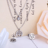 New Arrival Tree Round Crystal Pendant Double Dubai Wedding Necklace Earring Sets For Women Jewelry Wholesale