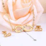 Stainless Steel Dubai African Jewelry Sets Letter With Round Crystal Necklace Earring Sets For Women Accessroies