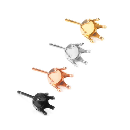 ASON 100pcs/Lot Stainless Steel Round Blank Earring Setting Fit Crystal Cabochons Earring Base for Jewelry Making Accessories asonjewelry