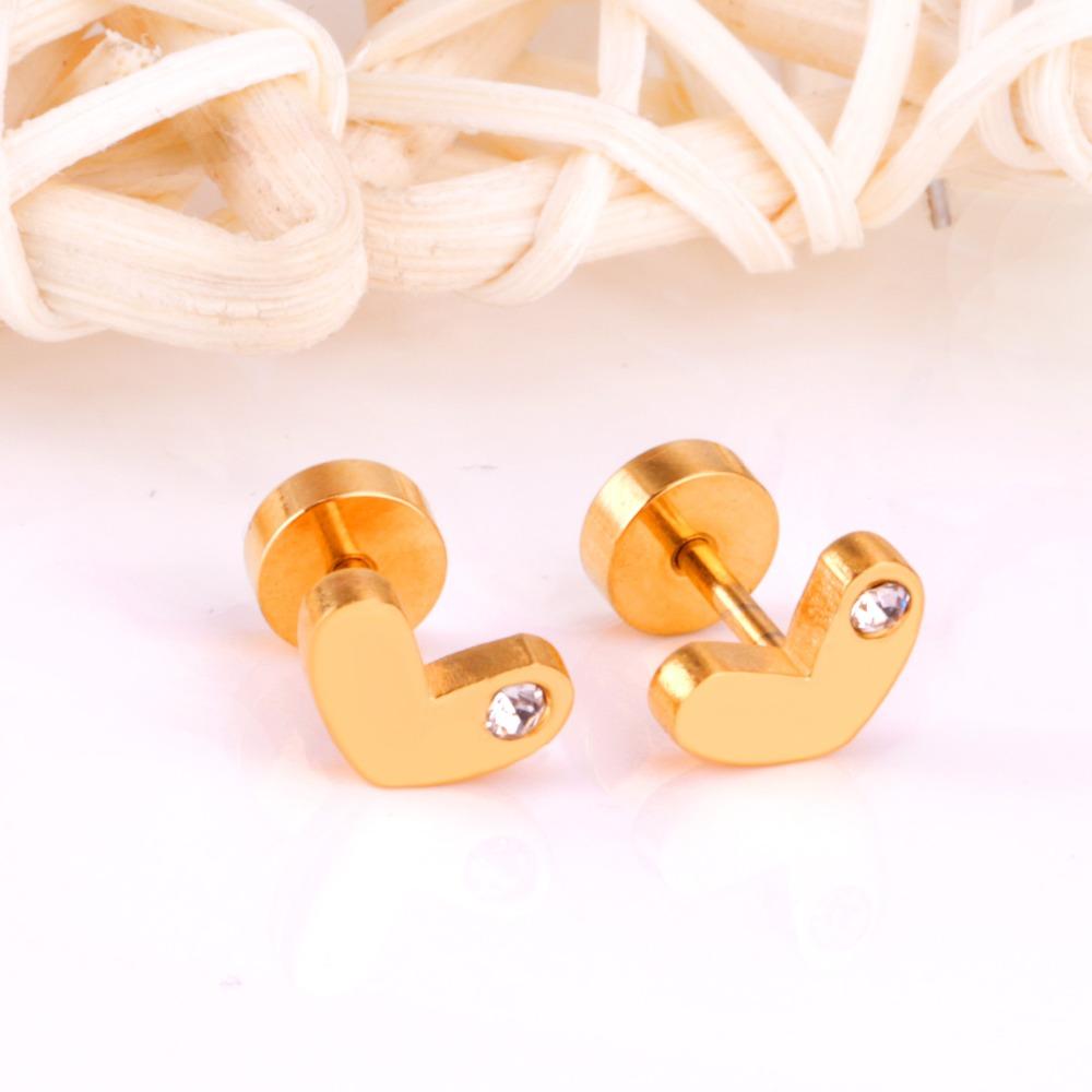 ASON Heart Stud Earrings Gold Stainless Steel Earrings for Women Jewelry Gift Cubic Zirconia,Anti-allergy asonjewelry