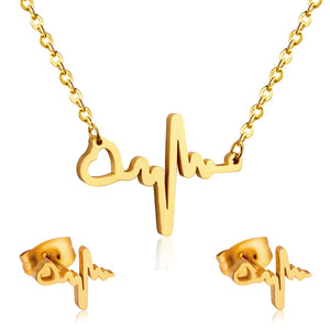 Hot Sale Wedding Dubai African Pendant Heart Love Necklace Earring Jewelry Sets Luxury Jewelry Set Gift