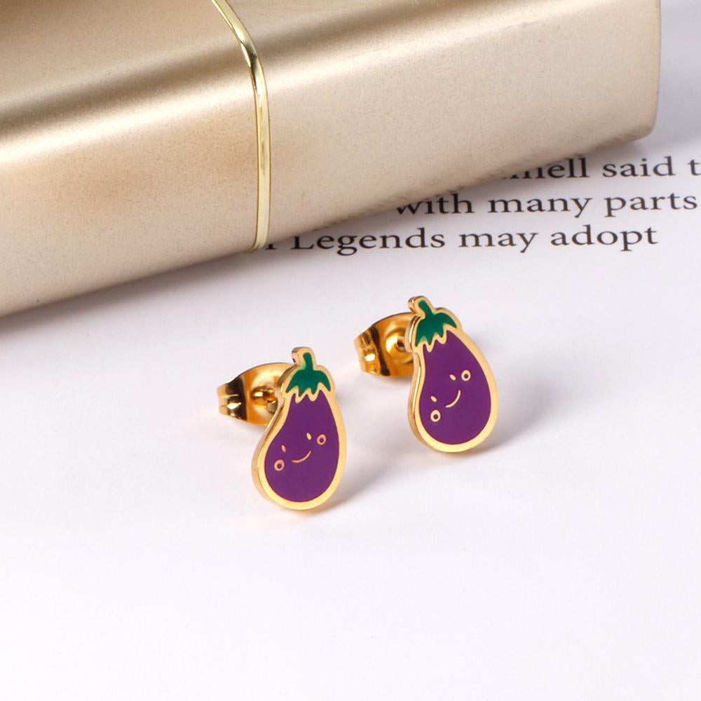 ASON Cute Vegetable Shape Cartoon Earrings 316L Stainless Steel Unusual Small Stud Earrings for Women Fashion Jewelry asonjewelry
