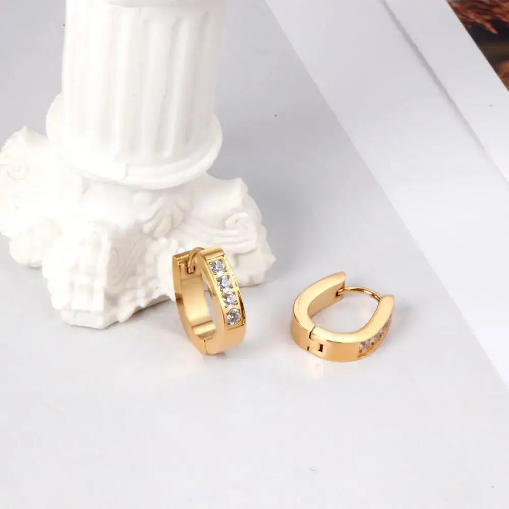 Trendy Oval Shape With Crystal Stainless Steel Ear Hoop Earrings For Women Party Jewellry Steel Earings pendientes asonjewelry