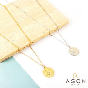 ASON Vintage tête ronde motif accessoire pendentif à breloque collier couleur or en acier inoxydable pour femmes hommes bijoux ras de cou
