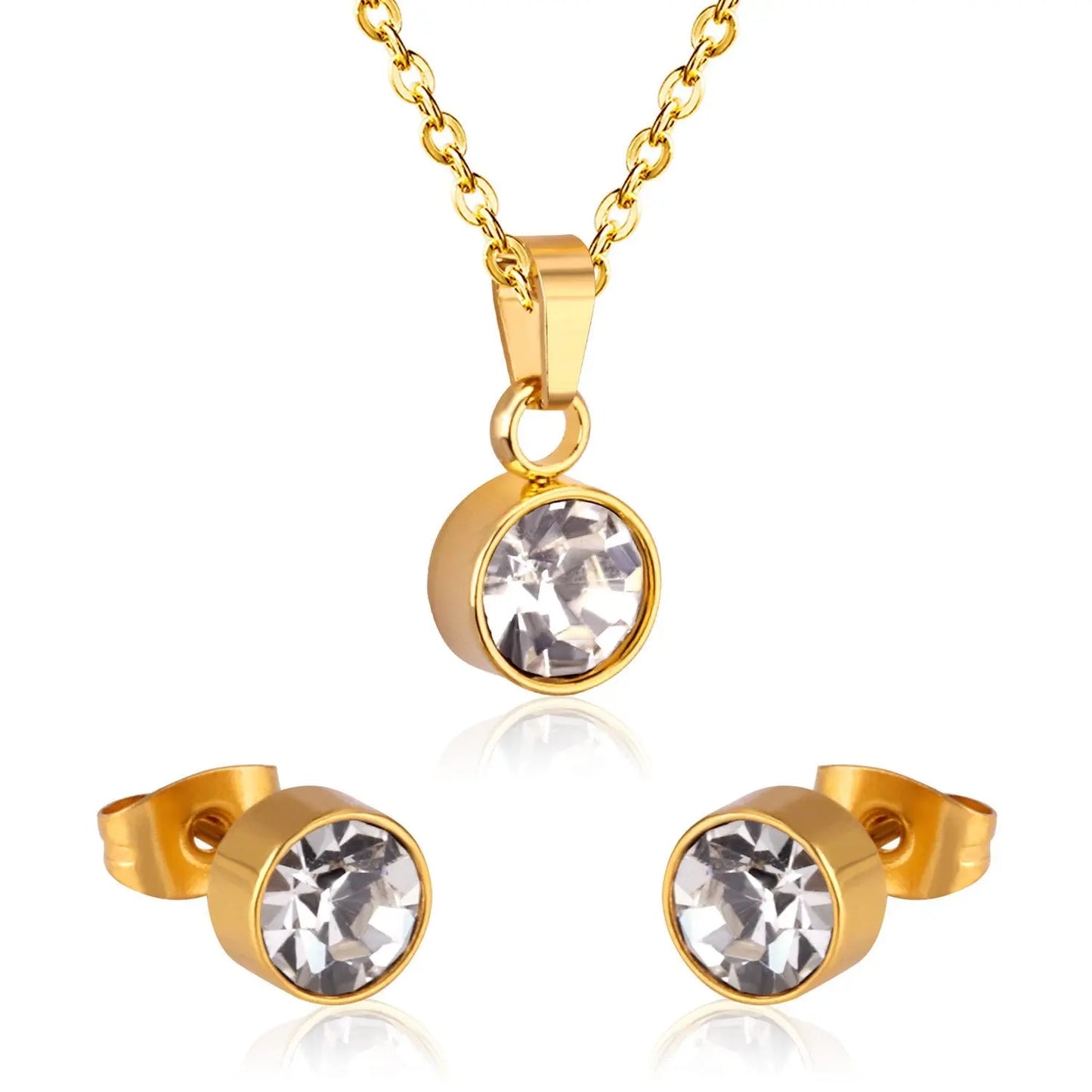 New Cubic Zirconia Necklace Earrings For Woman Wedding Jewelry Set Gold/Silver Color Jewellry Parures Bijoux asonjewelry