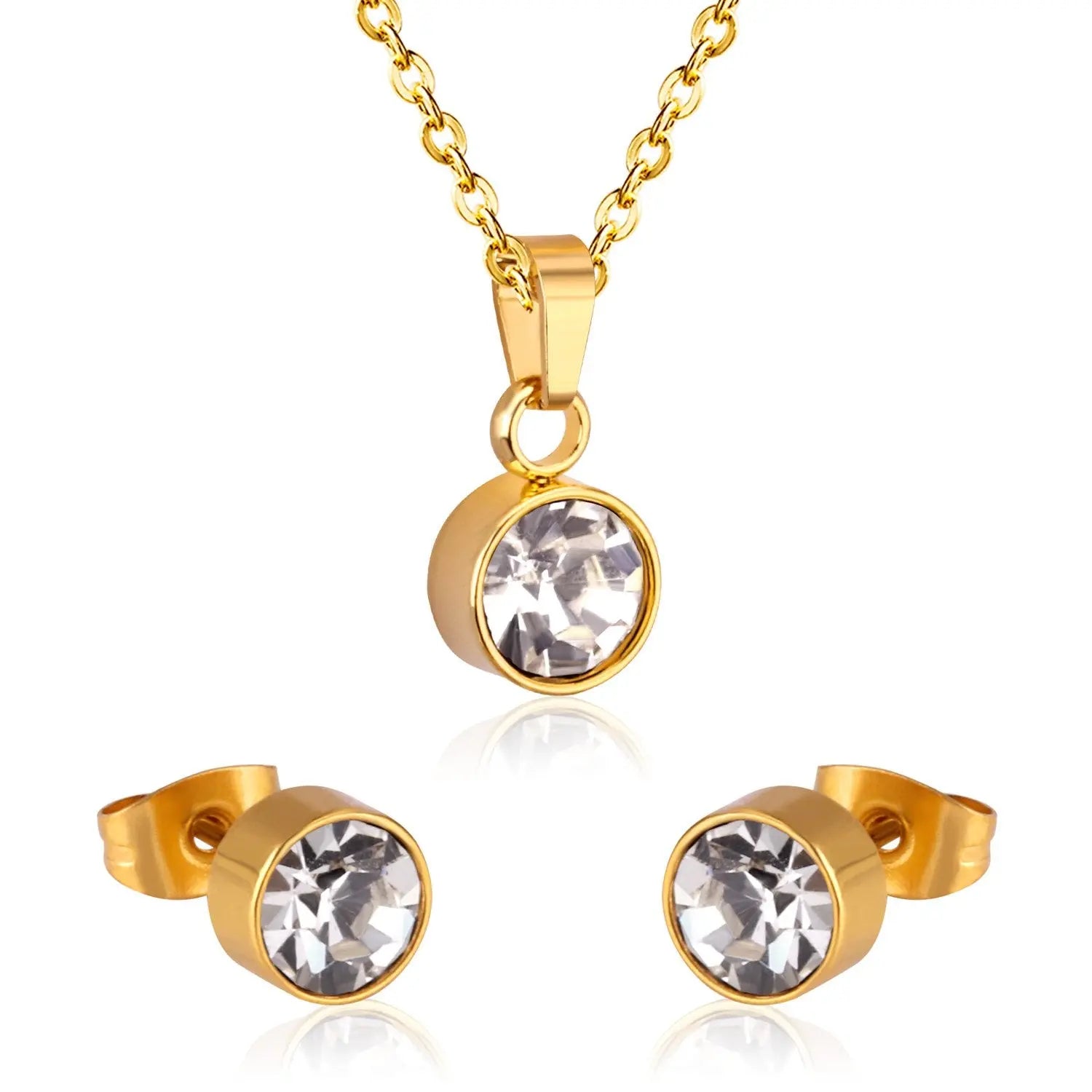 New Cubic Zirconia Necklace Earrings For Woman Wedding Jewelry Set Gold/Silver Color Jewellry Parures Bijoux asonjewelry