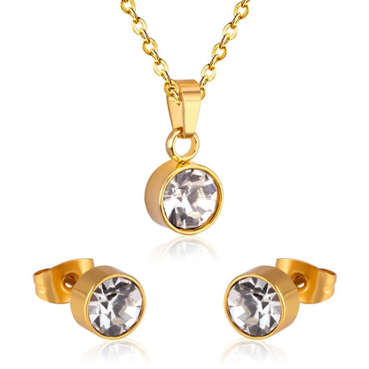 New Cubic Zirconia Necklace Earrings For Woman Wedding Jewelry Set Gold/Silver Color Jewellry Parures Bijoux asonjewelry