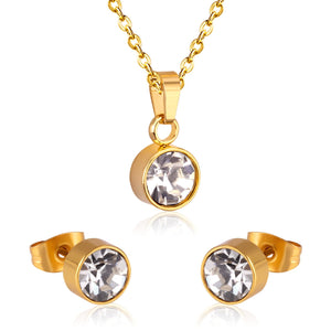 New Cubic Zirconia Necklace Earrings For Woman Wedding Jewelry Set Gold/Silver Color Jewellry Parures Bijoux