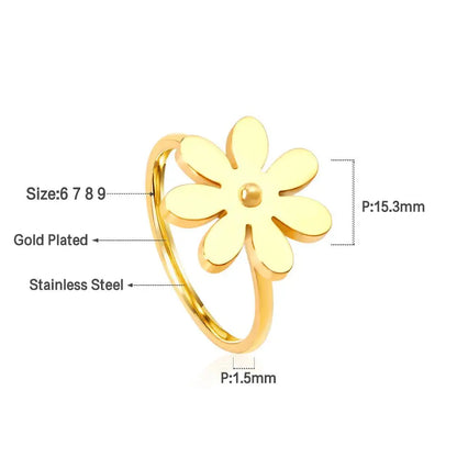 New Gold Rings For Women Bohemian Flower Rings Elegant Ladies Trendy Jewelry Cute Romantic Vacation Accessory asonjewelry