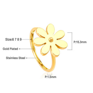 New Gold Rings For Women Bohemian Flower Rings Elegant Ladies Trendy Jewelry Cute Romantic Vacation Accessory