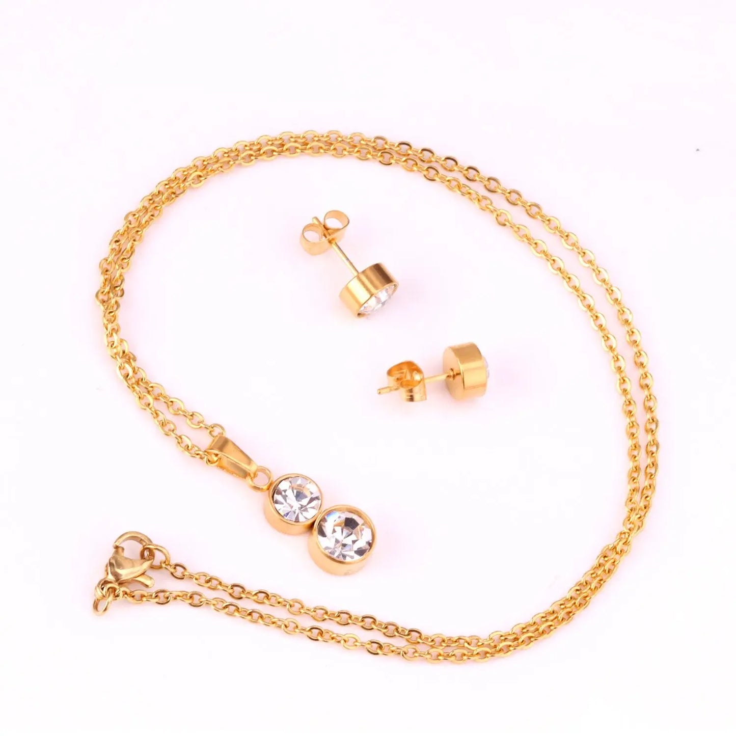 Cylinder Cubic Zirconia Pendant Nacklace Earrings Jewelry Sets For Women Brincos No Fade Collars Jerelry Party    asonjewelry