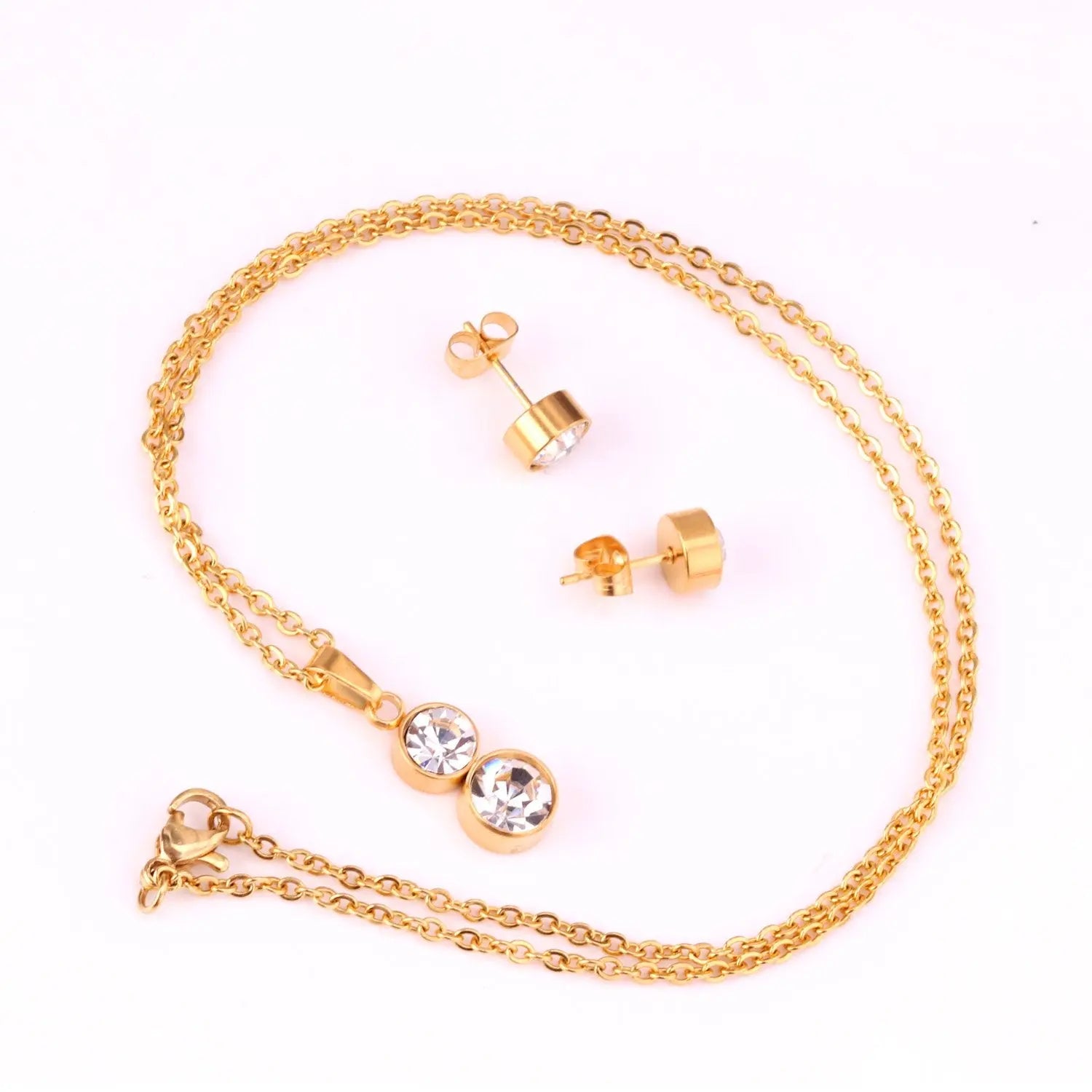 Cylinder Cubic Zirconia Pendant Nacklace Earrings Jewelry Sets For Women Brincos No Fade Collars Jerelry Party    asonjewelry