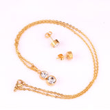 Cylinder Cubic Zirconia Pendant Nacklace Earrings Jewelry Sets For Women Brincos No Fade Collars Jerelry Party   