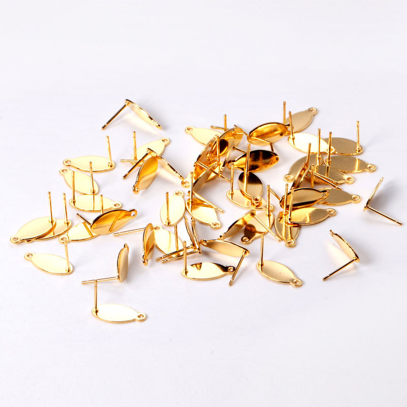 ASON 100 Pcs/Lots Oval Earring Accessories Stainless Steel Anti-allergy Base Setting Connector For DIY Jewelry Making Supplies