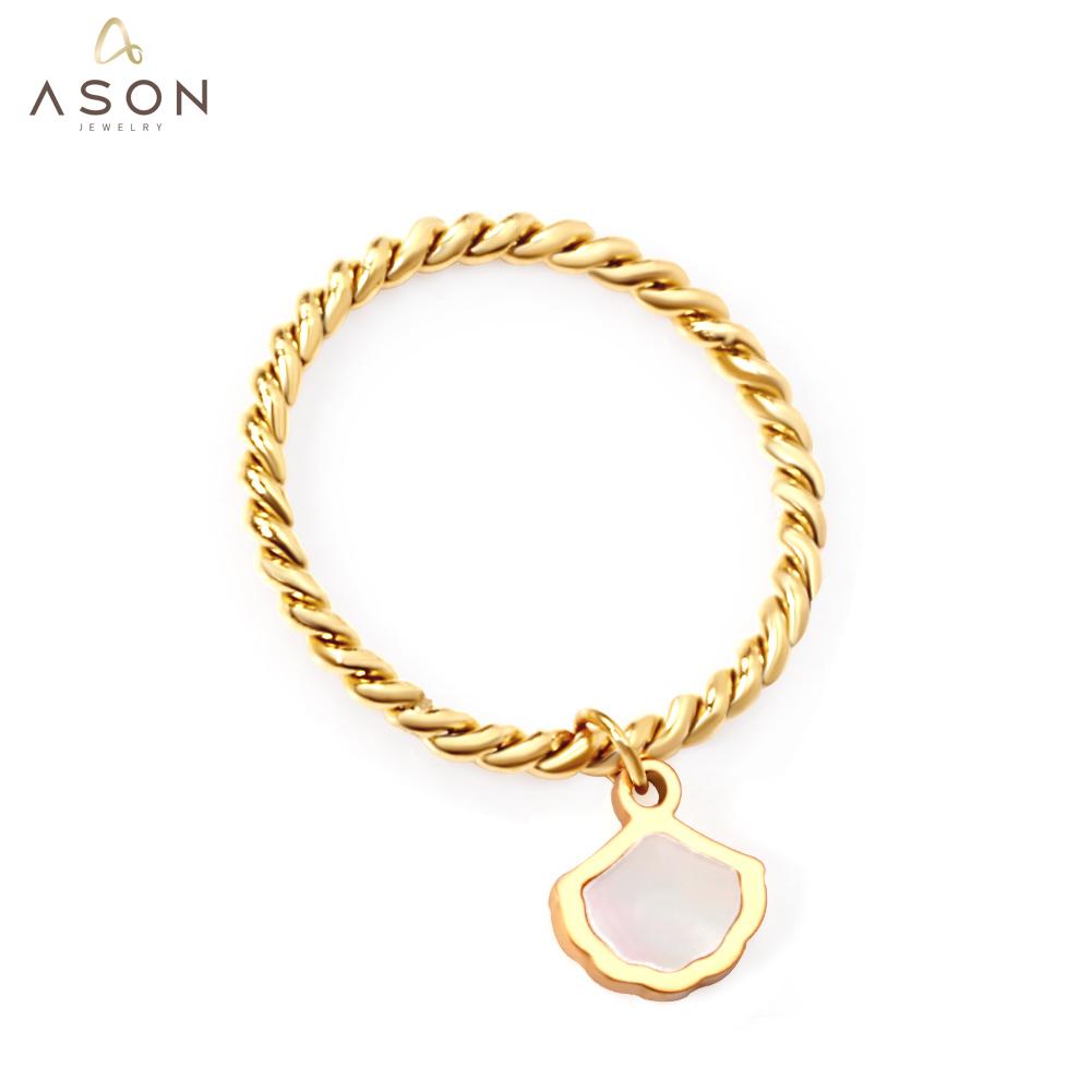 ASON Trendy Shell Charm Ring Gold Color 316L Stainless Steel Rings Unusual Fashion Jewelry for Women Gift Accessories asonjewelry