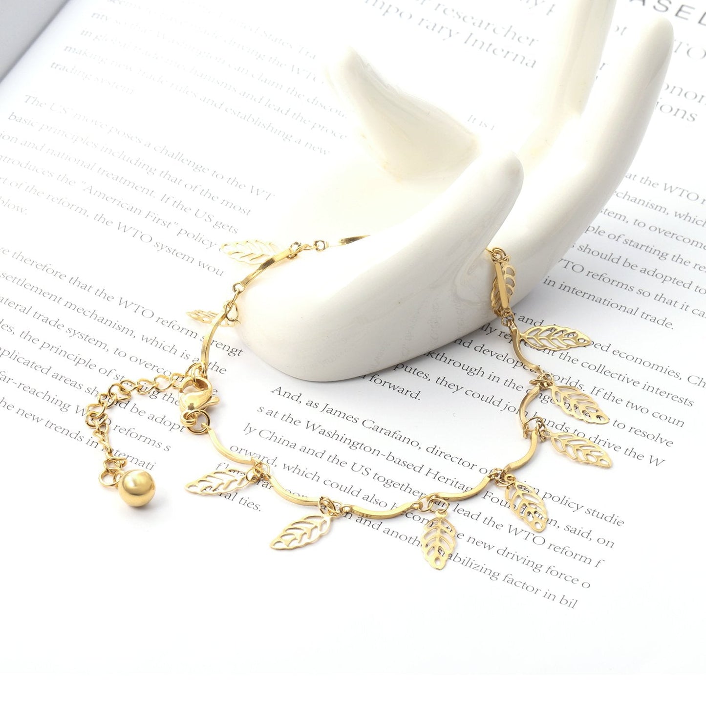 ASON Stylish 316L Stainless Steel Barefoot Chain Gold Color Leaves Anklet for Women Gift Foot Chain Accessories Jewelry asonjewelry