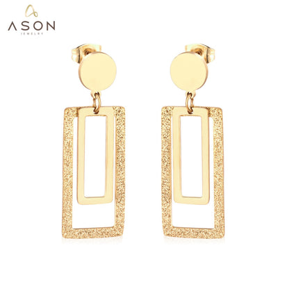 ASON Statement Long Tassel Geometry Dangle Piercing Drop Earrings Jewelry Stainless Steel For Women Accessories Wholesale asonjewelry