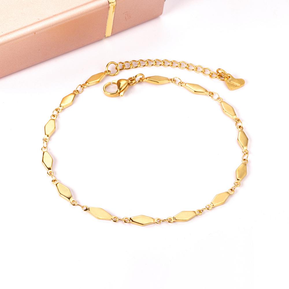 ASON Geometric Anklet Charm Foot Chain with 22+5cm Extender Gold Color Stainless Steel Fashion Jewelry Gift Accessories asonjewelry