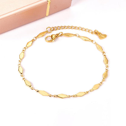 ASON Geometric Anklet Charm Foot Chain with 22+5cm Extender Gold Color Stainless Steel Fashion Jewelry Gift Accessories asonjewelry