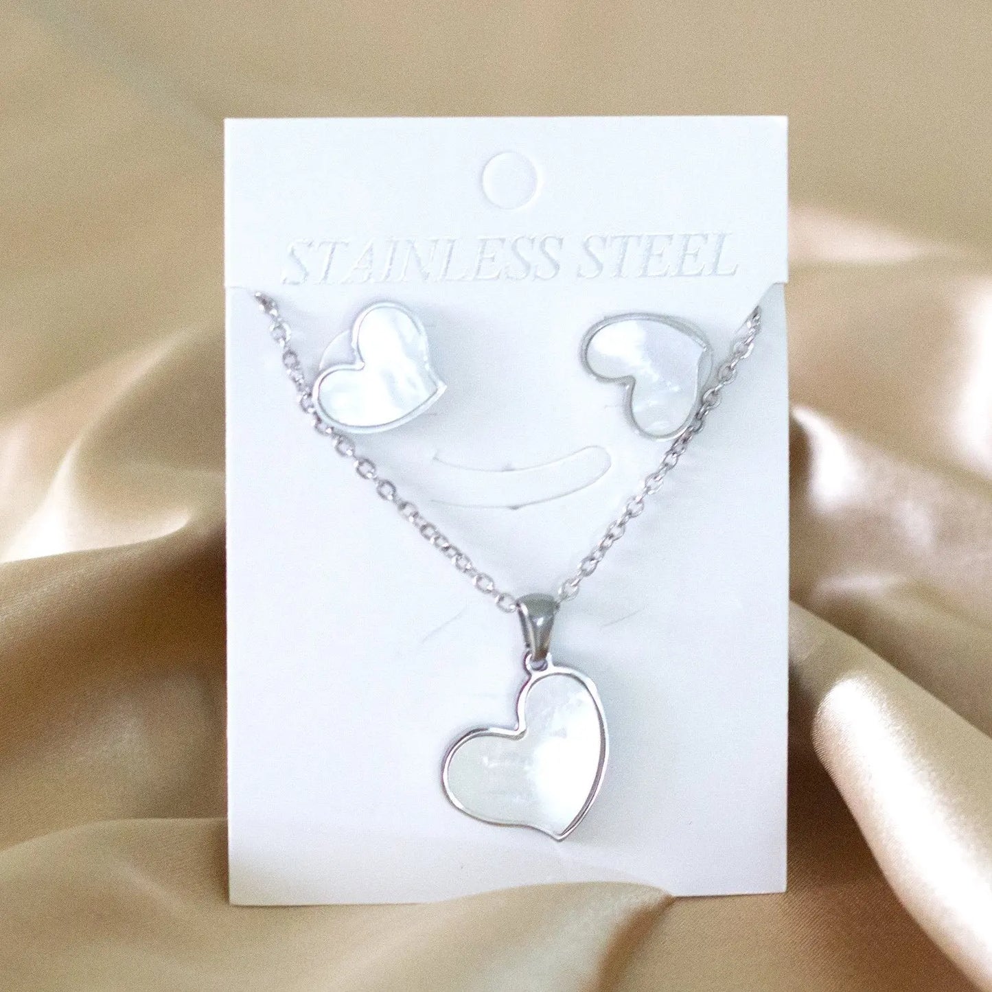 Heart Jewelry Set Stainless Steel Necklaces Sets For Woman Heart Choker Necklace Earrings Jewelry Sets bijoux femme asonjewelry