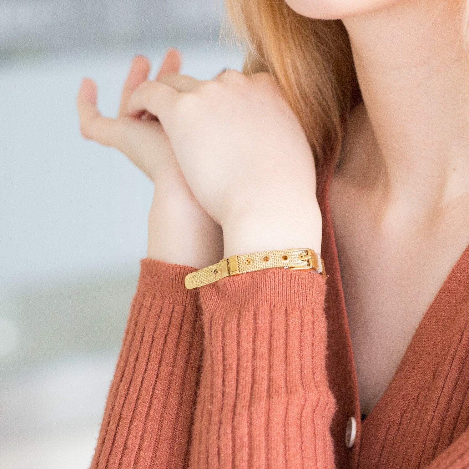 ASON Watch Belt Bracelet Mesh Bangle Stainless Steel Gold Color for Women Man Fashion Jewelry Party Gift Boho Simple Style asonjewelry