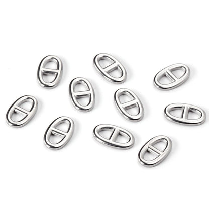 ASON 5Pcs/Lot Gold/Silver Color Stainless Steel Oval Two Holes Charms For Women Men Necklace Bracelet Anklet DIY Jewelry Making asonjewelry