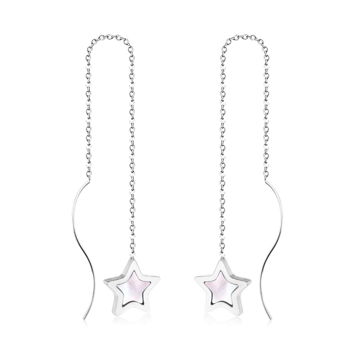 ASON Korean Style Star Shell Drop Earrings Dangle Chain Earring Stainless Steel Jewelry for Women Femme Party Gift asonjewelry