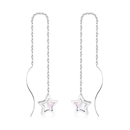 ASON Korean Style Star Shell Drop Earrings Dangle Chain Earring Stainless Steel Jewelry for Women Femme Party Gift asonjewelry