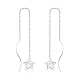 ASON Korean Style Star Shell Drop Earrings Dangle Chain Earring Stainless Steel Jewelry for Women Femme Party Gift