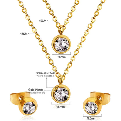 Necklace Earrings Stainless Steel Material Luxury Wedding Trendy Jewelry Sets For Women Valentine's Day Present asonjewelry