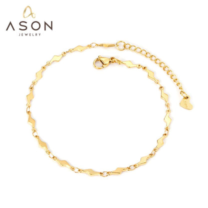 ASON Gold Color Stainless Steel Lightning Shape Chains Anklet For Women Foot Summer Beach Fashion Jewelry Accessories Gift asonjewelry