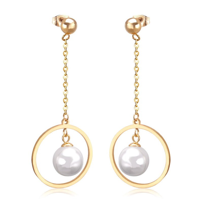Fake Pearl Long Drop Earrings Round Dangle Earings Fashion Jewelry For Women Korean Style pendientes 2020 brincos