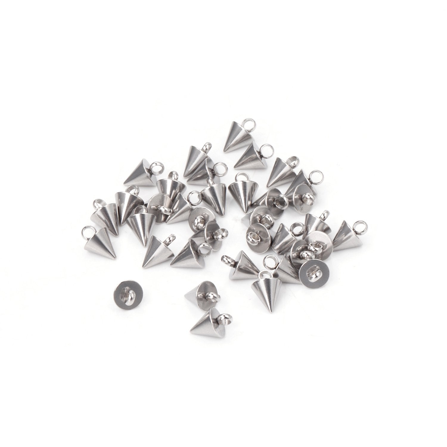 ASON 50pcs/lot Circular Cone Charms Small Cone Pendant Stainless Steel Geometric Accessories For DIY Jewelry Making Handmade asonjewelry