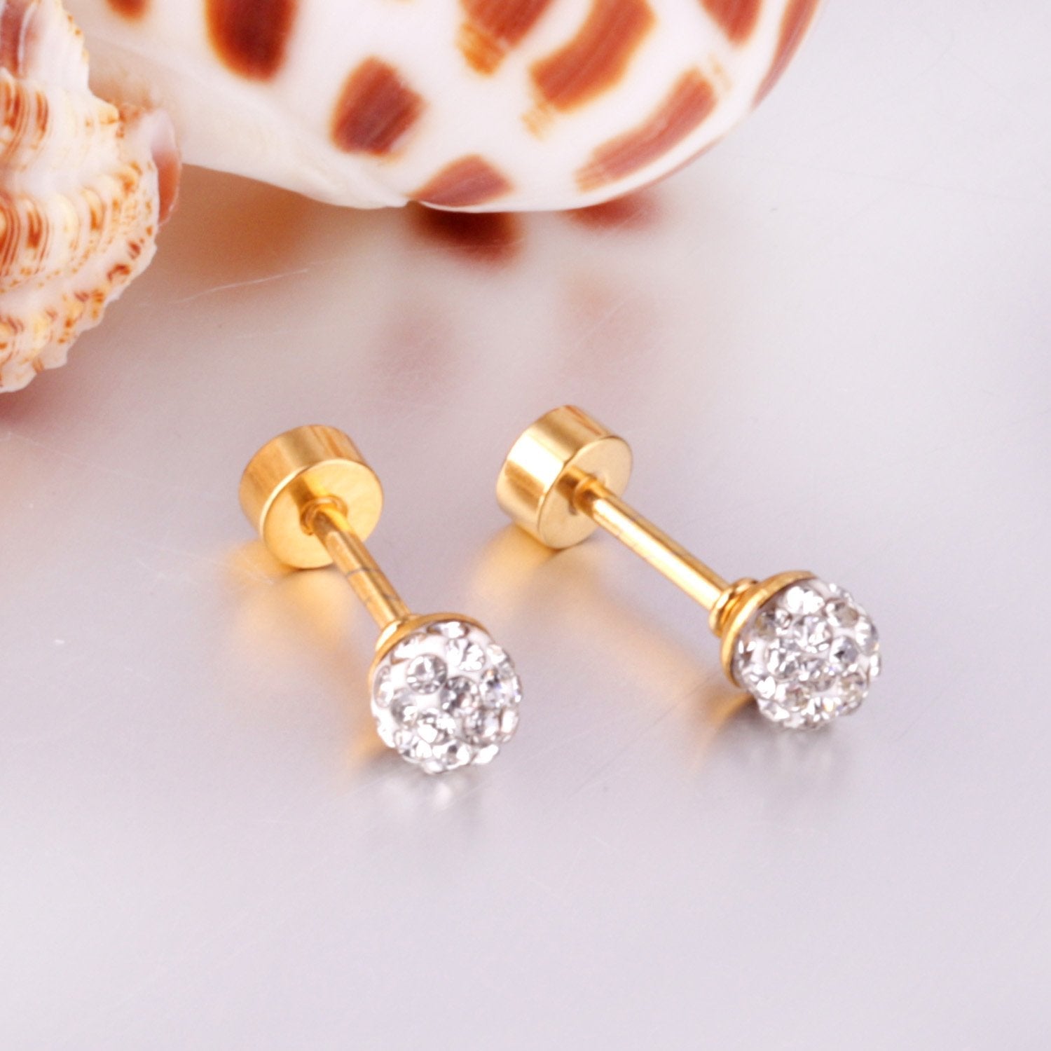 ASON Piercing Earrings Stainless Steel Cubic Zirconia Stud Earring Gold Color Brinco Bijoux Wholesale Fashion Jewelry Women asonjewelry