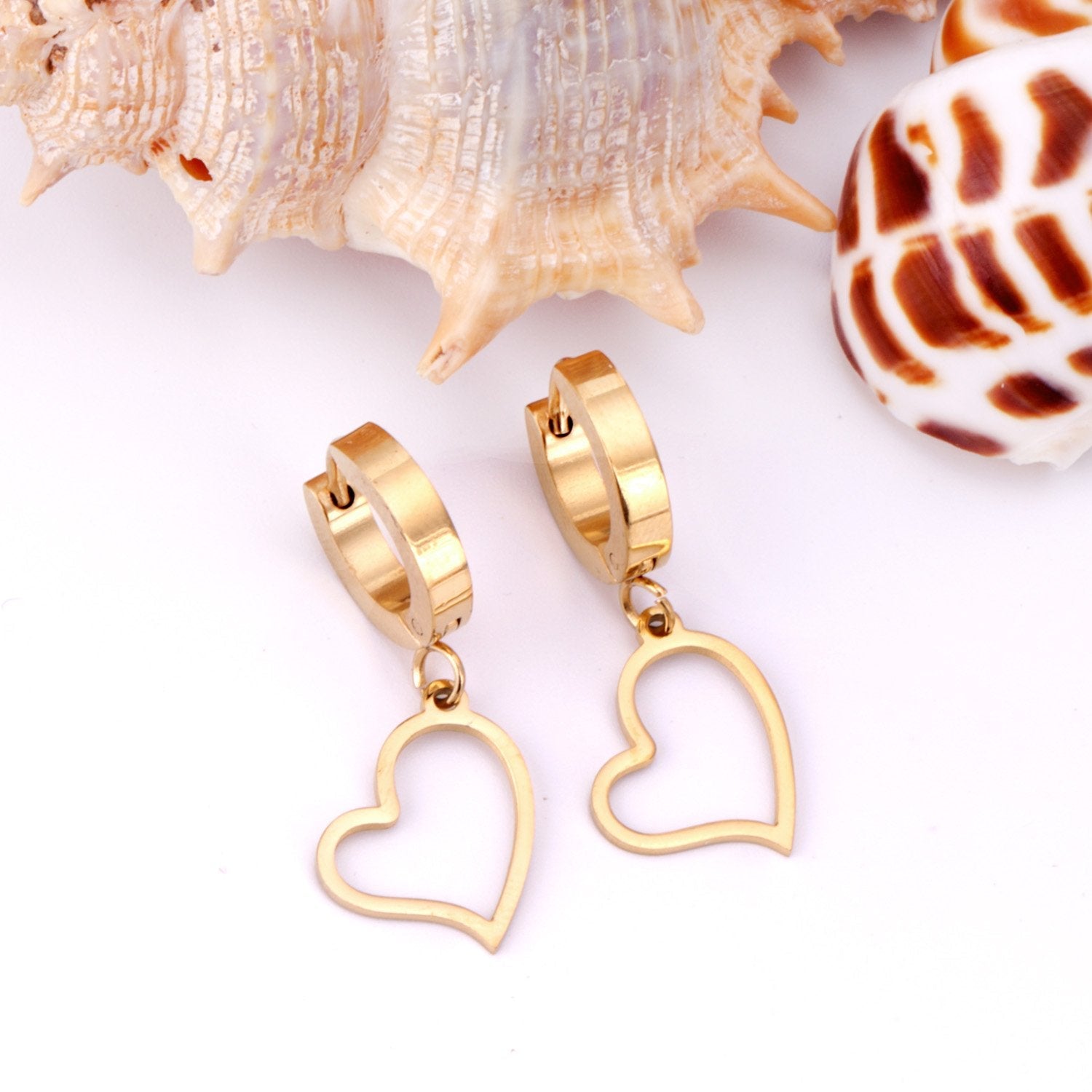 ASON Female Round Hoop Drop Earrings Stainless Steel Heart Pendants Earring Fashion Jewelry Collier 2022 New Anti-allergy asonjewelry