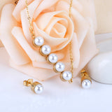 New Fake Pearl Wedding Jewelry Set Crystal Necklace Jewelry Sets Party Women Necklace Bridal Earrings