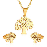 Women Christmas Tree Necklace Earrings Set Fashion Jewelry Gold/Steel Color Wedding/Engagement Jewelry Sets Gift