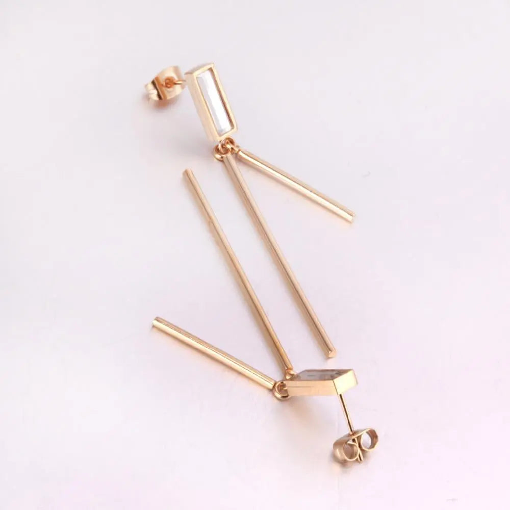 Long Drop Earring For Women Square Gold Color Stainless Steel Christmas Dnagle Earrings Fashion Jewelry pendientes asonjewelry